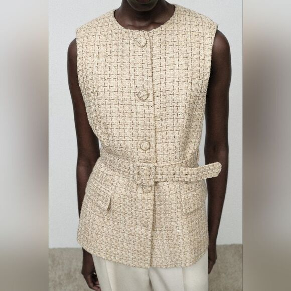 NWT ZARA Structured vest Bust 13 Inch Laying Flat Waist 12 Incn Flat - Picture 8 of 16